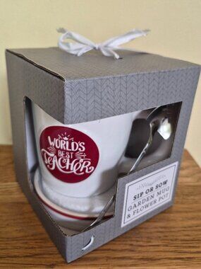 NEW--Teacher Sip or Sow Garden Mug & Flower Pot